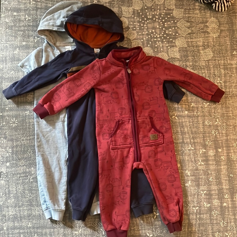3 pc zip front toddler boy 24M jumpsuits